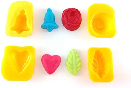 Flexible Molds - Leaf, Rose, Heart, Bell (4 cavity) - Cream Cheese Mint Molds - Candy Melts - Fondant - Caramels - Soft Candy Molds