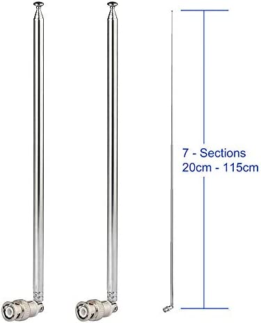 Bingfu Police Radio Scanner Antenna 20-1300MHz 7 Section Telescopic BNC Male Antenna 2-Pack Ham Radio Handheld CB Radio Antenna for Uniden Whistler Police Radio Scanner Two Way Radio Frequency Counter