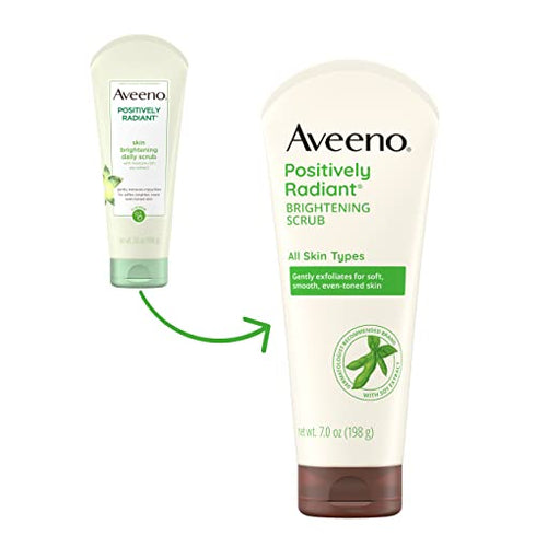 Aveeno Positively Radiant Skin Brightening Exfoliating Daily Facial Scrub, Moisture-Rich Soy Extract, helps improve skin tone & texture, Oil-& Soap-Free, Hypoallergenic, 7 oz