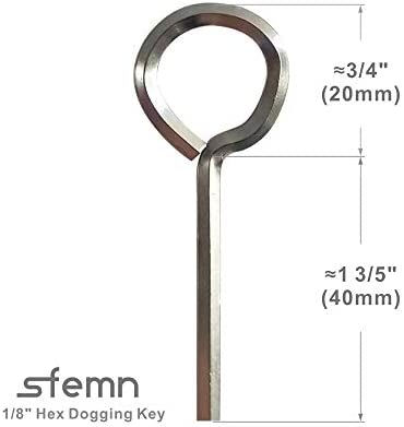1/8” Standard Hex Dogging Key with Full Loop, Allen Wrench Door Key for Push Bar Panic Exit Devices, Solid Metal - 10 Packs