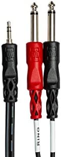 Hosa CMP-153 3.5 mm TRS to Dual 1/4" TS Stereo Breakout Cable, 3 Feet