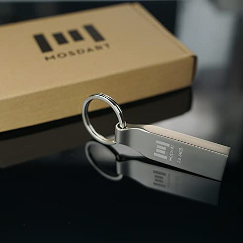 MOSDART USB 3.0 Flash Drive 64GB Metal Keychain Zip Drive Speed Up to 90MB/s Fast Speed USB3.0 Thumb Drive, 64 GB Waterproof Jump Drive Memory Stick,Silver