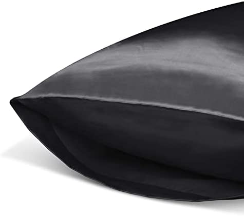 BEDELITE Satin Silk Body Pillow Pillowcase for Hair and Skin, Premium and Silky Black Long Body Pillow Case Cover 20x54 with Envelope Closure