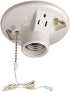Leviton 9726-C One-Piece Glazed Porcelain Outlet Box Mount, Incandescent Lampholder, Pull Chain, Top Wired, White