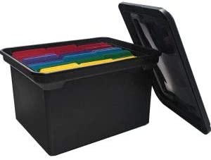 ADVANTUS File Tote with Lid, 19 x 15.5 x 11 Inches, Black (34052)
