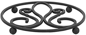 Spectrum Diversified Patrice, Heat-Resistant Steel Dining Protector Classic Metal Trivet Table, Holds Hot Pots & Cast Iron Cookware, Fleur de Lis Kitchen Decor, Black