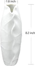 8.2Inch White Modern Decorative Ceramic Vase , Unique Bottle Mouth and Simple Lines Design for Bookshelf Fireplace Flowers Home Office Decoration