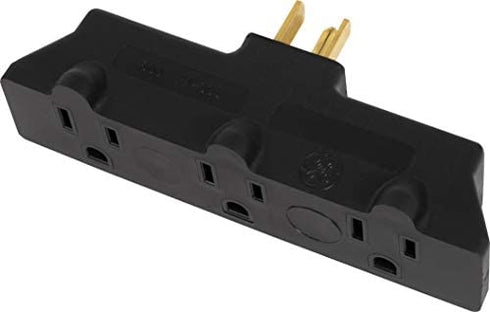 GE 3-Outlet Extender, Heavy Duty Power Splitter, Grounded, Wall Tap Adapter, 3-Prong, 1875 Watts, UL Listed, Black, 50911