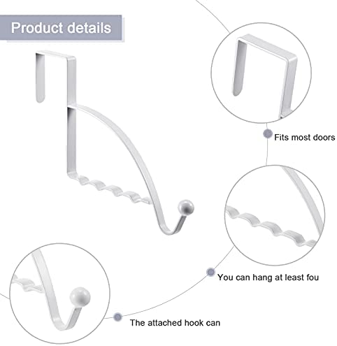 Hotop 2 Pieces Over Door Hooks Single Over Door Hooks Valet Hooks Multi Hanging Storage Hanger for Clothes Coats Towels Hats Scarves Purses Keys and More (White)