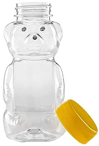 12 oz Honey bear with Flip Top Lid Plastic Squeeze Bear Wedding Party Favors (6 yellow)