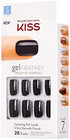 KISS Gel Fantasy Ready-to-Wear Press-On Gel Nails, “Aim High”, Short, Black, Nail Kit with 24 Mega Adhesive Tabs, Pink Gel Glue, Manicure Stick, Mini File, and 28 Fake Nails