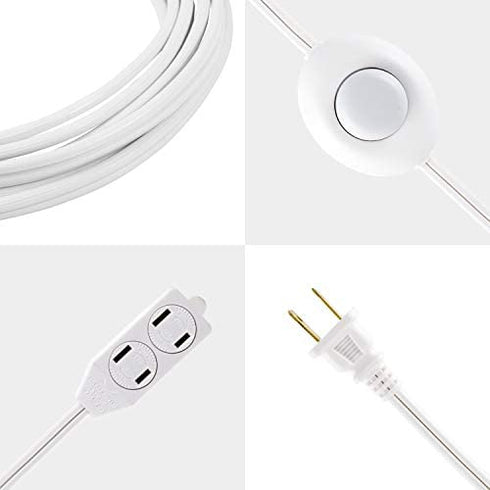 GE 42803 3 Outlet Extension Cord with On/Off Switch Perfect for Lamps, Holiday and Christmas Lights, 9 ft, White