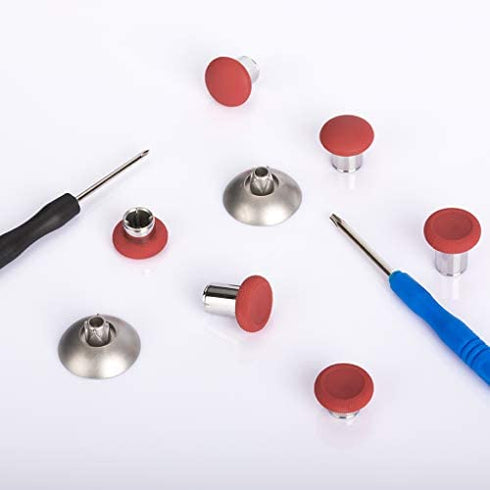 8 in 1 Metal Thumbsticks Joysticks Replacement , Swap Magnetic Analogue Stick Grips Buttons Parts with Repair Kit Accessories Compatible with Xbox one Elite Series 1/ PS4(Red)