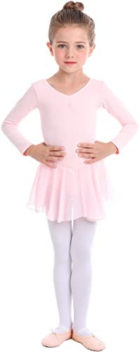 MdnMd Toddler Girls Ballet Leotards with Skirt Classic Short Sleeve Dance Gymnastic Ballerina Outfit Dress