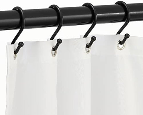 Metal Shower Curtain Hooks,Rust Resistant S Shaped Shower Curtain Rings,Shower Hooks for Bathroom,Decorative Shower Hooks for Curtain Rod,Set of 12 (Black)