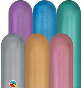 Qualatex 260Q Chrome-Assorted Latex Balloons, Multicolor