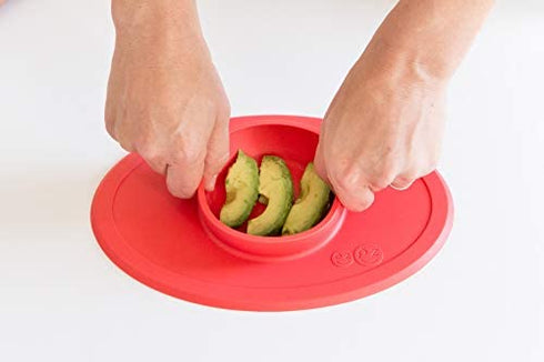 ezpz Tiny Bowl - 100% Silicone Suction Bowl with Built-in Placemat for First Foods + Baby Led Weaning - Fits on All Highchair Trays - 4 Months+ (Coral)