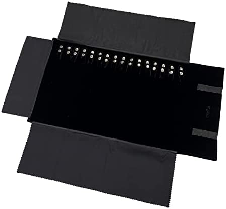 UnionPlus Velet Travel Jewelry Case Roll Bag Organizer for Necklace Bracelet Earrings Ring, Black - Necklace Only