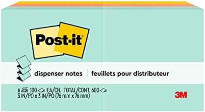 Post-it Pop-up Notes, 3x3 in, 6 Pads, America's #1 Favorite Sticky Notes, Beachside Cafe Collection, Pastel Colors, Recyclable (R330-AP)