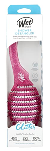 Wet Brush Hair Brush Shower Detangler - Pink Glitter - Exclusive Ultra-soft IntelliFlex Bristles - Minimizes Pain And Protects Against Split Ends And Breakage - For Women, Men, Wet And Dry Hair