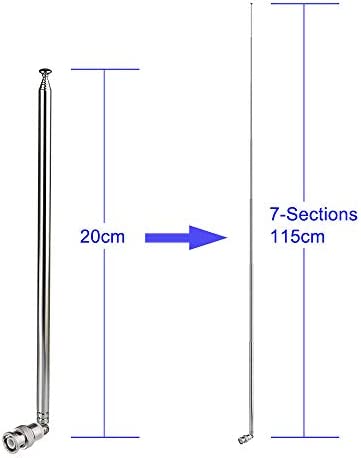 Bingfu Police Radio Scanner Antenna 20-1300MHz 7 Section Telescopic BNC Male Antenna 2-Pack Ham Radio Handheld CB Radio Antenna for Uniden Whistler Police Radio Scanner Two Way Radio Frequency Counter