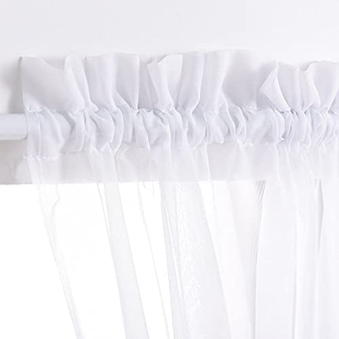 PONY DANCE Sidelight Door Sheers - Window Curtains Voile Side Light Sheers Door Panel Short Voile Drape for Glass Door with Tieback, W30 XL 40", Set of 1 Piece, White