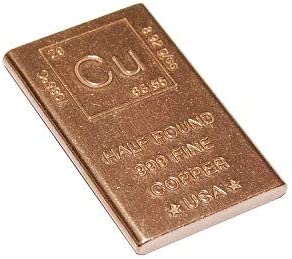 Half Pound Copper Bar Bullion Paperweight with Element Design (1/2 Pound Copper Bar)