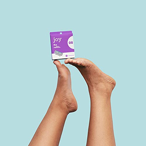 joy Womens Razor Blade Refills, 8 Count, Purple, Lubrastrip to Help Avoid Skin Irritation