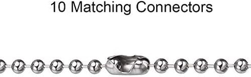 Ceiling Fan Pull Chain, 120" Rust Proof Copper 3mm Beaded Ball Light Pulls Extension Chains with 12 Connectors, Silver