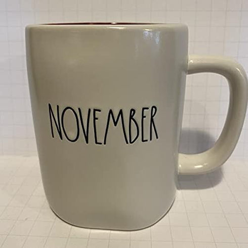 Rae Dunn NOVEMBER Mug - Maroon inside - HALLOWEEN - Ceramic