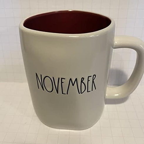 Rae Dunn NOVEMBER Mug - Maroon inside - HALLOWEEN - Ceramic