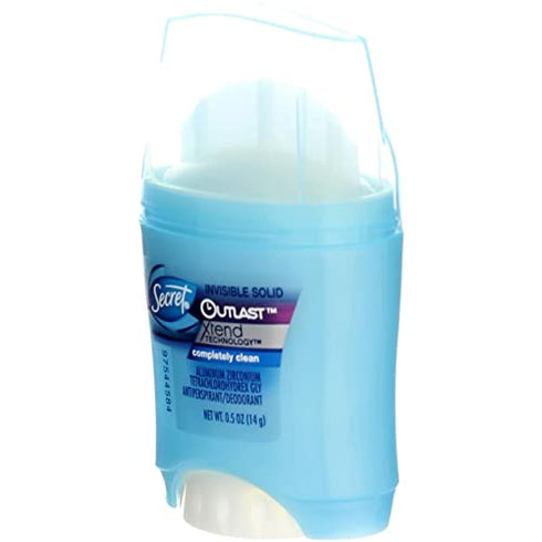 Secret Invisible Solid Outlast Antiperspirant Deodorant Completely Clean 0.5 Oz Travel Size (Pack of 3)