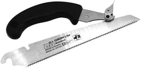 KAKURI Japanese Pull Saw for Bamboo Cutting 8-1/4" Razor Sharp Japanese Steel Blade, Hand Bamboo Saw with Plastic Cover Case, Made in JAPAN