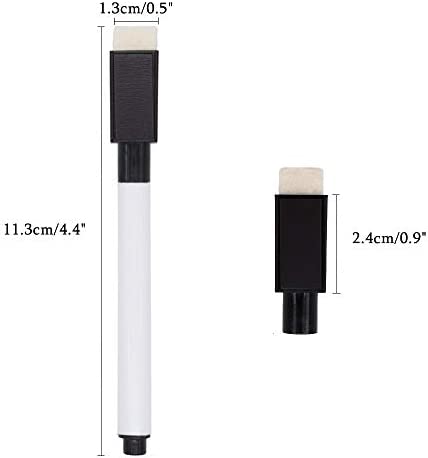 RETON 50 Pcs Rewritable Magnetic Dry Wipe White Board Markers Pens with Eraser Cap, 4.4 in Mini Dry Erase Marker with Fine Tip for Classroom, Office, Hospital, Home and Factory (50 Pcs, Black)