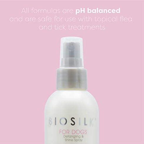 BioSilk for Dogs Silk Therapy Detangling Plus Shine Mist for Dogs | Best Detangling Spray for All Dogs & Puppies for Shiny Coats and Dematting | 8 Oz Bottle (Packaging May Vary)