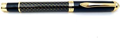 Carbon Fiber Roller Pen Gold - Black Ink, Smooth Writing, Executive for Business and Professionals, Cool Pen and Classy Gift for Men or Women. Gift Box included: Shoptotum Golden Sun