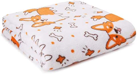Just Home Fun Print Soft Cozy Lightweight 50 x 60 Fleece Throw Blanket (Corgi Blanket)