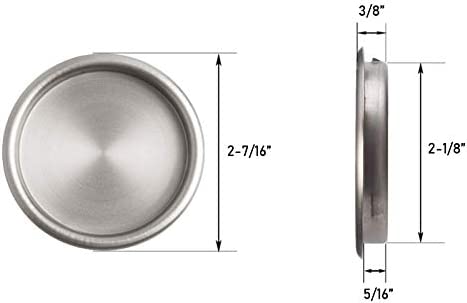 Enconker 6 Pack Closet Door Finger Pull 2-1/8”, Sliding Door Hardware Satin Nickel, Round Insert Bypass Closet Door Handle, Easy Snap-in Installation for 5/16”Depth x 2-1/8" Diameter Opening Hole