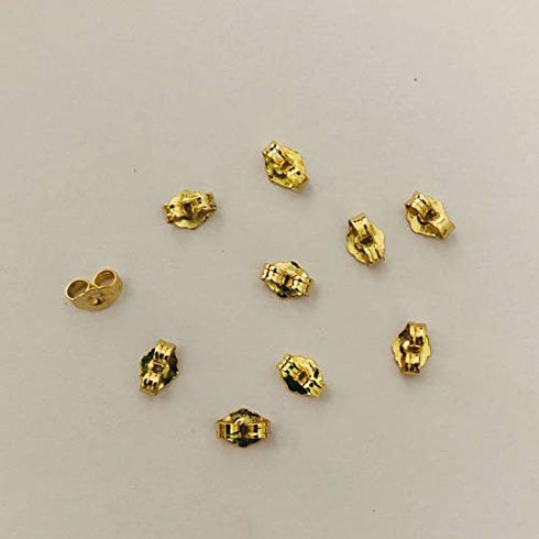 monochef 10pcs/5 Pairs 14K Yellow Gold Earring Backs Replacement Secure Ear Locking for Stud Earrings Ear Nut for Posts, 5x6mm