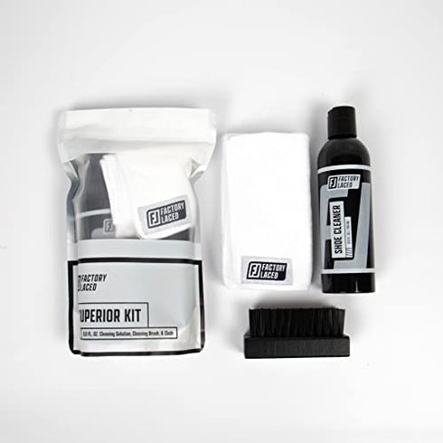 Factory Laced Shoe Cleaner Kit | Shoe Cleaner Sneakers Kit Includes: All Natural 8 Oz. Shoe Cleaner, Brush & Microfiber Towel - Sneaker Cleaner Kit for: Canvas, Mesh, Suede, Leather, and MORE!