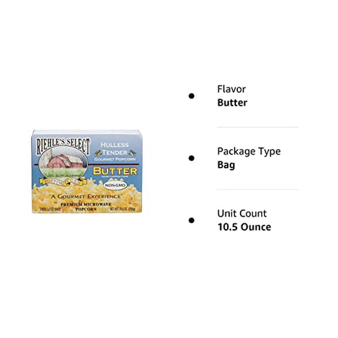 Riehle's Select Popping Corn "Hulless" Butter Microwave Popcorn - 1 Box (3 Packs)