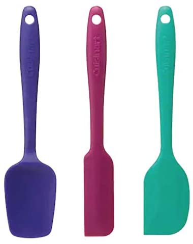 Cuisinart Mini Silicone Spatulas, Set of 3: Purple Scoop Spatula, Blue Jar Spatula, Green Pointed Spatula
