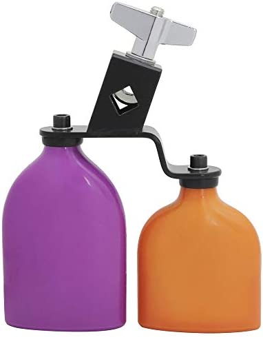 Mowind Bicolor Cowbell for Drum Set High and Low Tones Double Mounted Bell Kit Percussion Instruments Medium Size