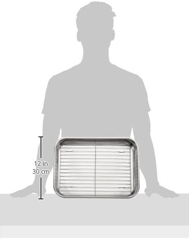 ExcelSteel Multiuse with Rack and Foldable Handles for Easy Storage Stainless Steel Roasting Pan, 15.25", Stainless