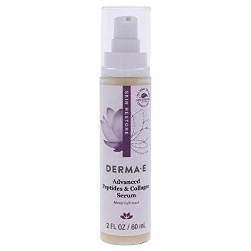 DERMA E Advanced Peptides and Flora-Collagen Serum – Double Action Collagen Face Cream with Peptide Complex – Intensely Hydrating Treatment for Lines, Wrinkles and Redness, 2 oz