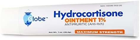 Globe Hydrocortisone Maximum Strength Transparent Ointment 1%,1 oz | Anti-Itch Topical Ointment for Redness, Swelling, Itching, Rash, Dermatitis, Bug/Mosquito Bites, Eczema, Hemorrhoids & More