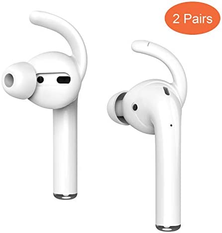 Anti-Slip Earhooks Soft Silicone Skin Compatible with Apple Airpods 2 & 1 Lightweight Sound Quality Enhancement for Headphones Outdoor Activities in-Ear EarHook 2 Pairs White