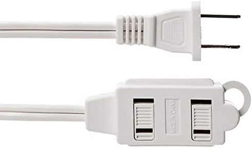 Amazon Basics 3-Foot 2-Prong Indoor Extension Cord Power Strip - Standard Plug - 13 Amps, 1625 Watts, 125 VAC - 2-Pack, White