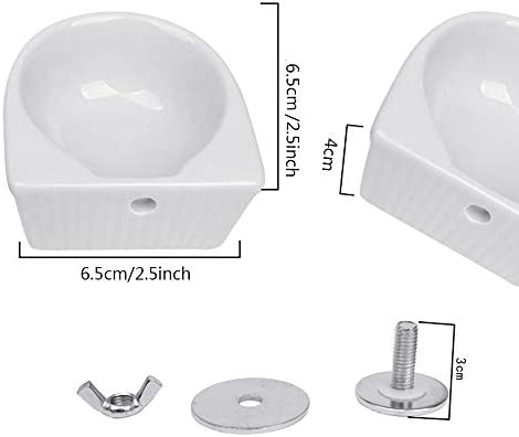 Small Animals Bowl, Detachable Cage Feeder Pet Ceramic Water & Food Feeder , Small Animal Supplies for Rabbit Parrot Squirrels Chinchilla Hamster Ferret (White, S)
