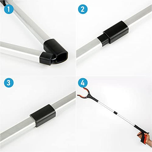 2022Newest Grabber Reacher Tool, 360° Rotating Head, Wide Jaw, 32" Foldable, Lightweight Trash Claw Grabbers for Elderly, Reaching Tool for Trash Pick Up Stick, Litter Picker, Arm Extension (Orange)